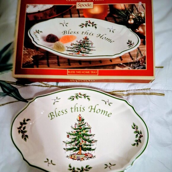 NWT SPODE 11" GOD BLESS THIS HOME SERVING TRAY, ENGLAND - Picture 3 of 4